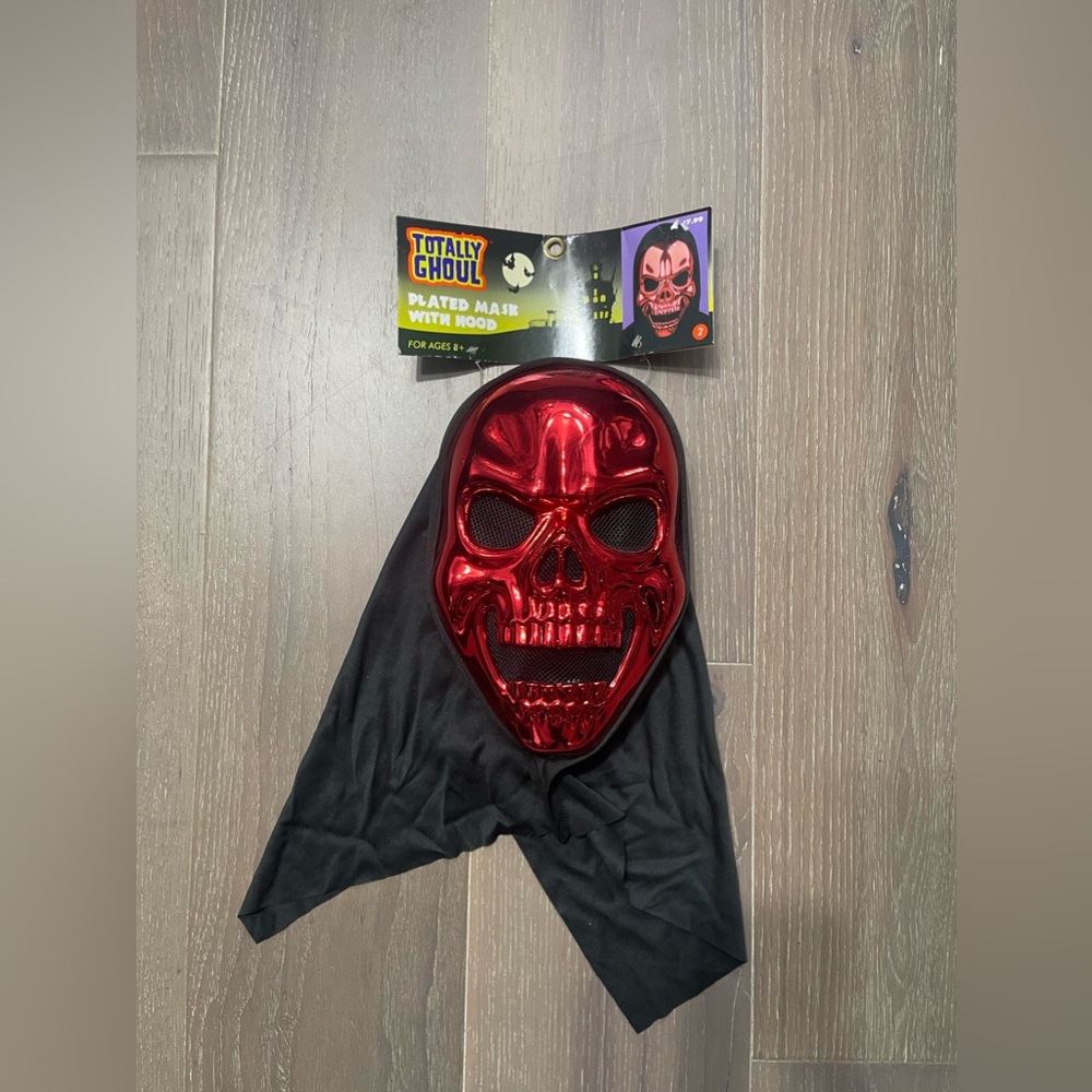 Vintage totally ghoul plated mask with hood. NWT